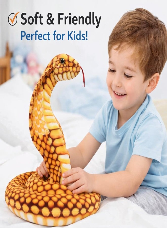 DTR Creation Realistic Snake Soft Toy (Coiled Cobra Style) | Plush Stuffed Animal Toy for Kids | Ultra Soft, Washable & Safe | Home Décor & Gift Toy (Yellow & Brown) - Image 2